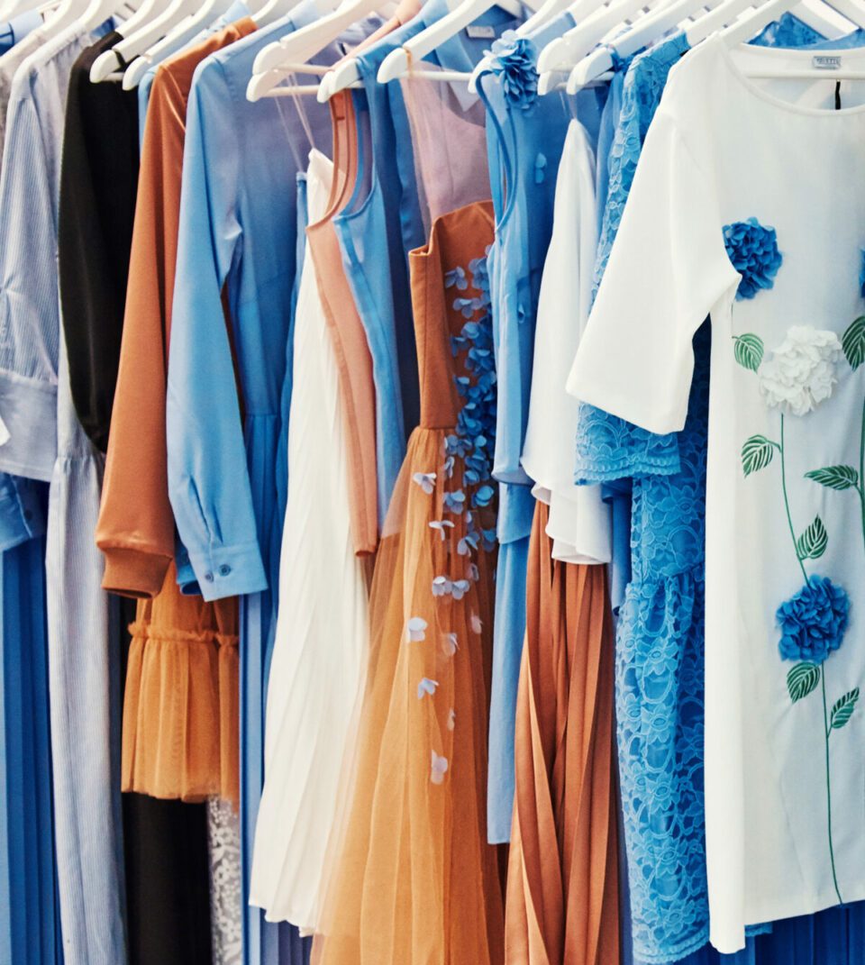 Details Of Bright Beautiful Pastel Tones Dress Collection In Show Room