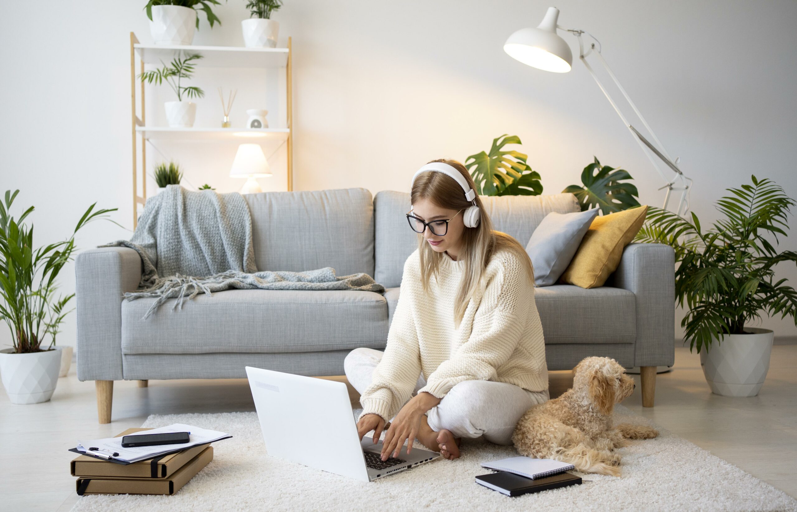 Full Shot Woman Working Home