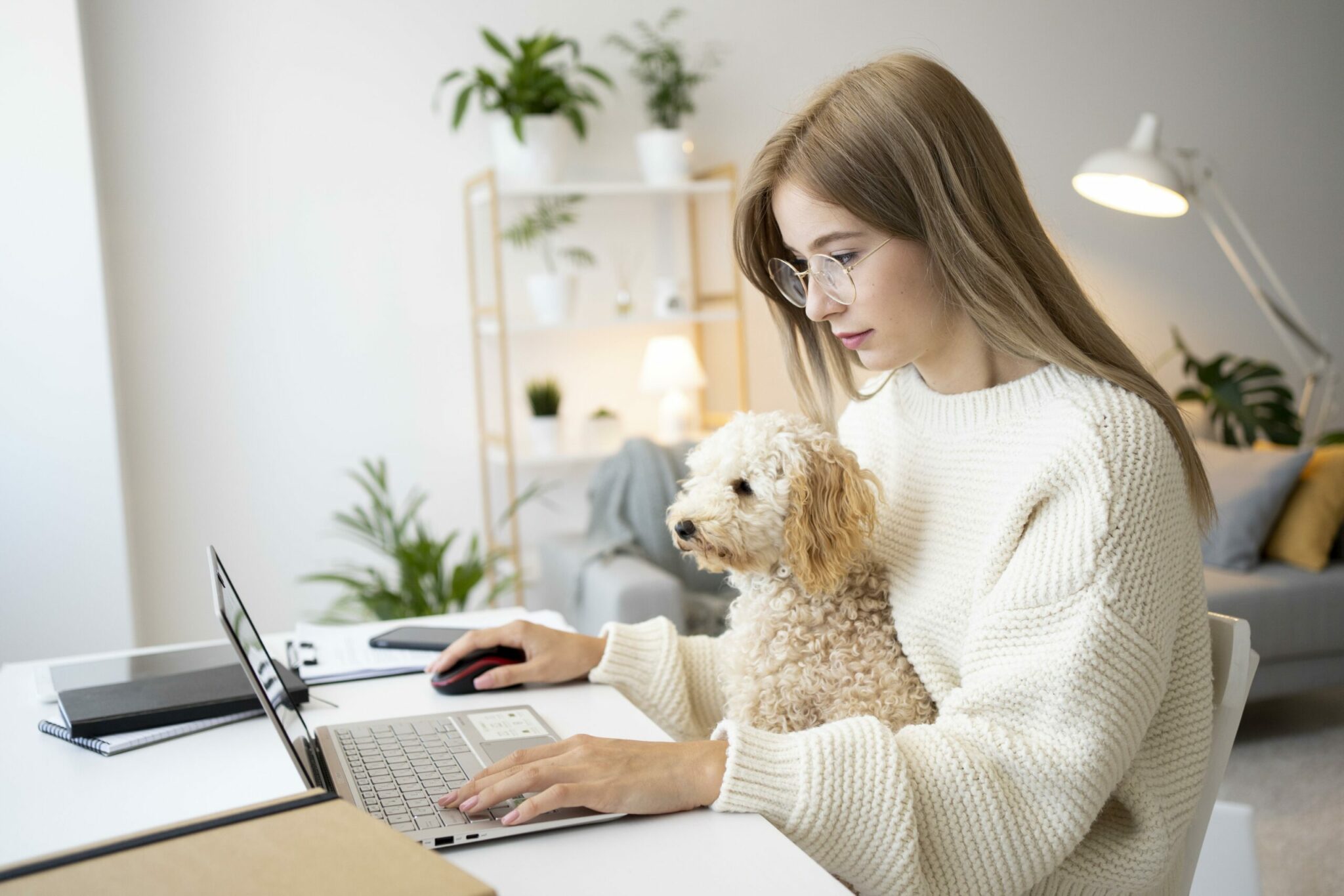 Medium Shot Woman Working With Dog