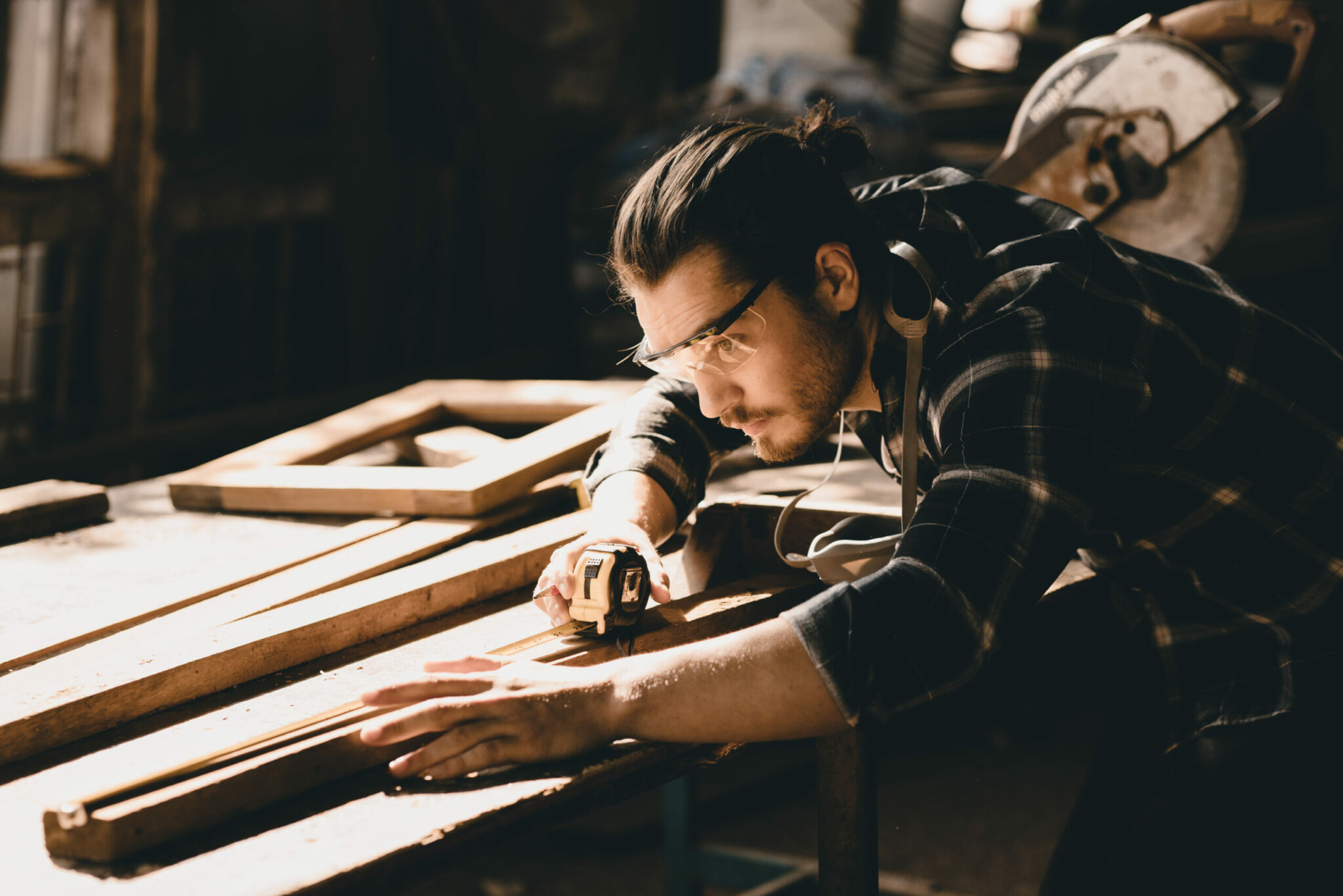 Carpenter,Man,Attend,To,Making,Masterpiece,Woodworks,Handcrafted,Furniture,Fine